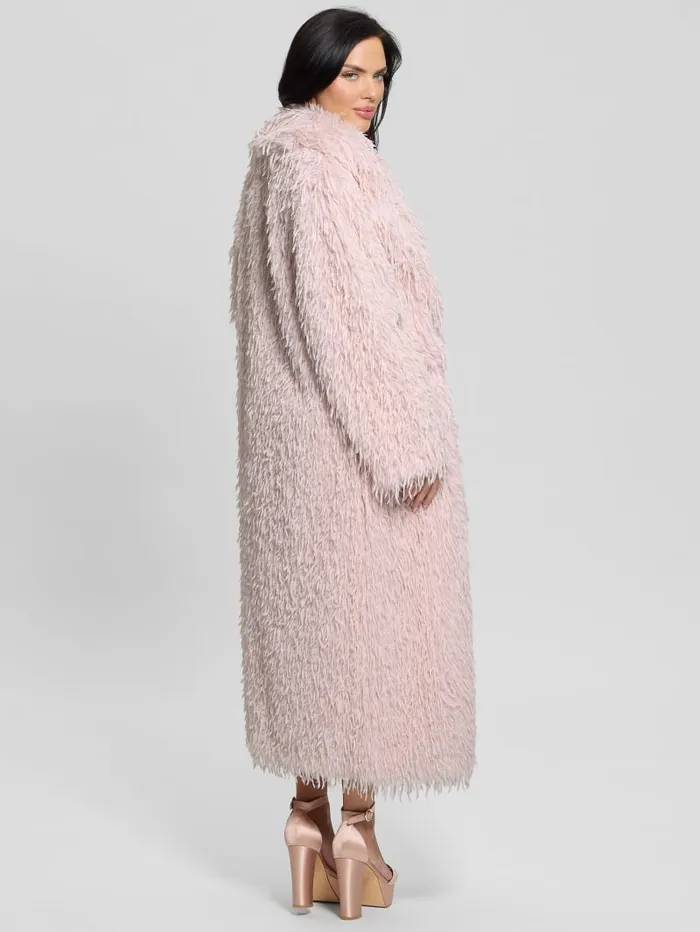 GUESS Jackets and Coats Fenix FauxFur Longline Coat Pink 8211 Women
