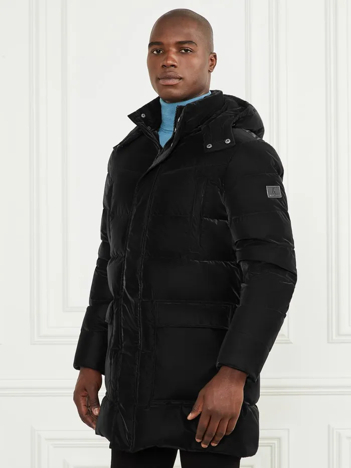 GUESS Jackets and Coats Long Down Hooded Jacket Black 8211 Men