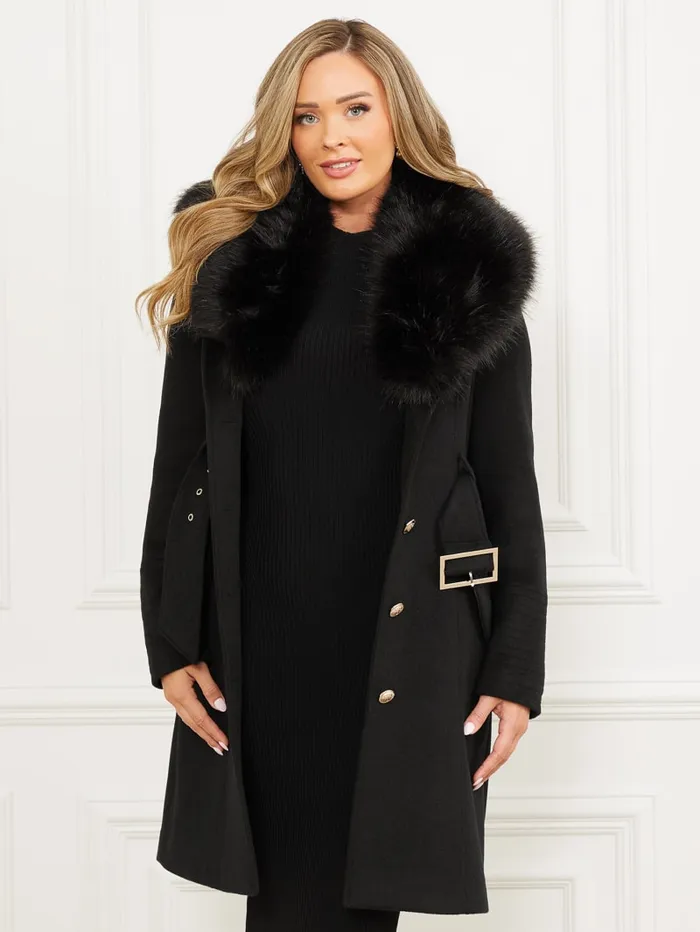 GUESS Jackets and Coats Loreta WoolBlend Coat Black 8211 Women