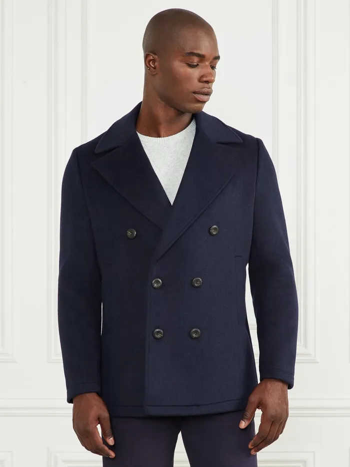 GUESS Jackets and Coats Notched WoolBlend Peacoat Blue 8211 Men
