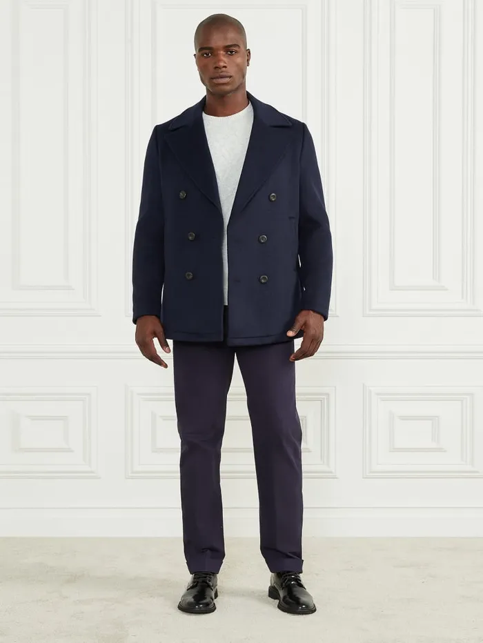 GUESS Jackets and Coats Notched WoolBlend Peacoat Blue 8211 Men