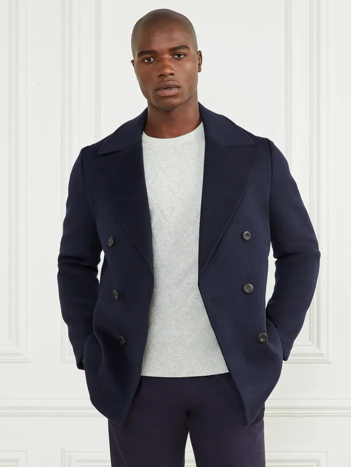 GUESS Jackets and Coats Notched WoolBlend Peacoat Blue 8211 Men