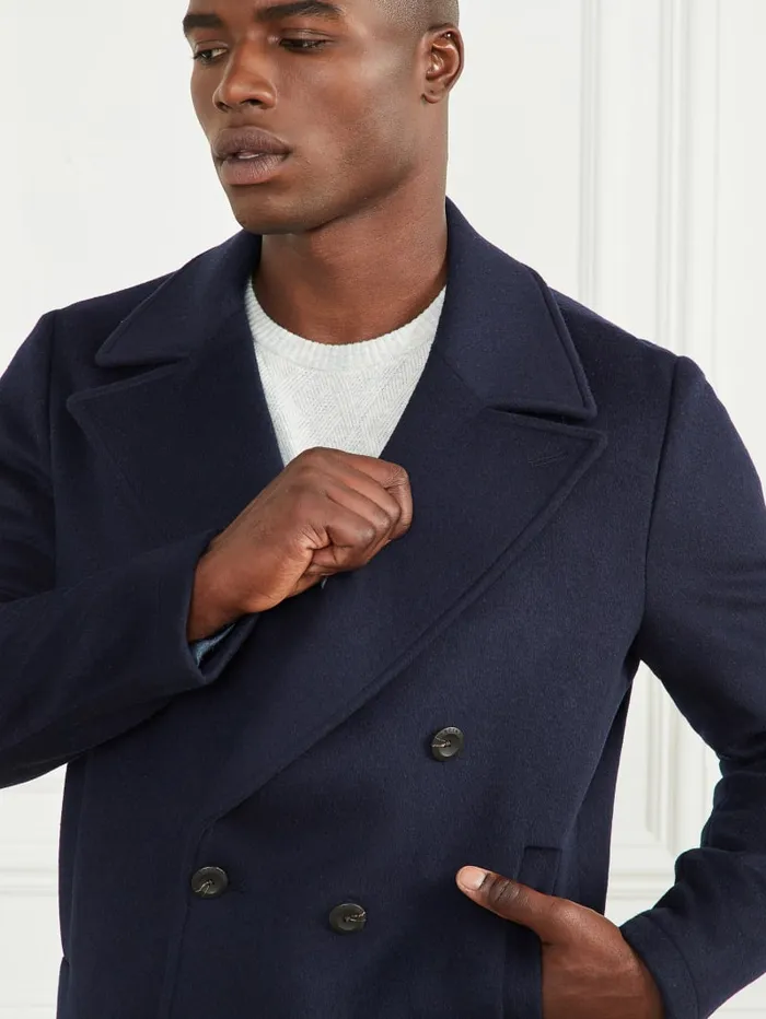 GUESS Jackets and Coats Notched WoolBlend Peacoat Blue 8211 Men