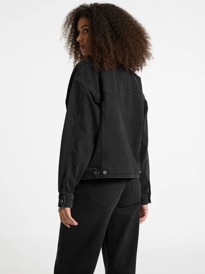 GUESS Jackets and Coats Oversized Denim Trucker Jacket Black 8211 Women