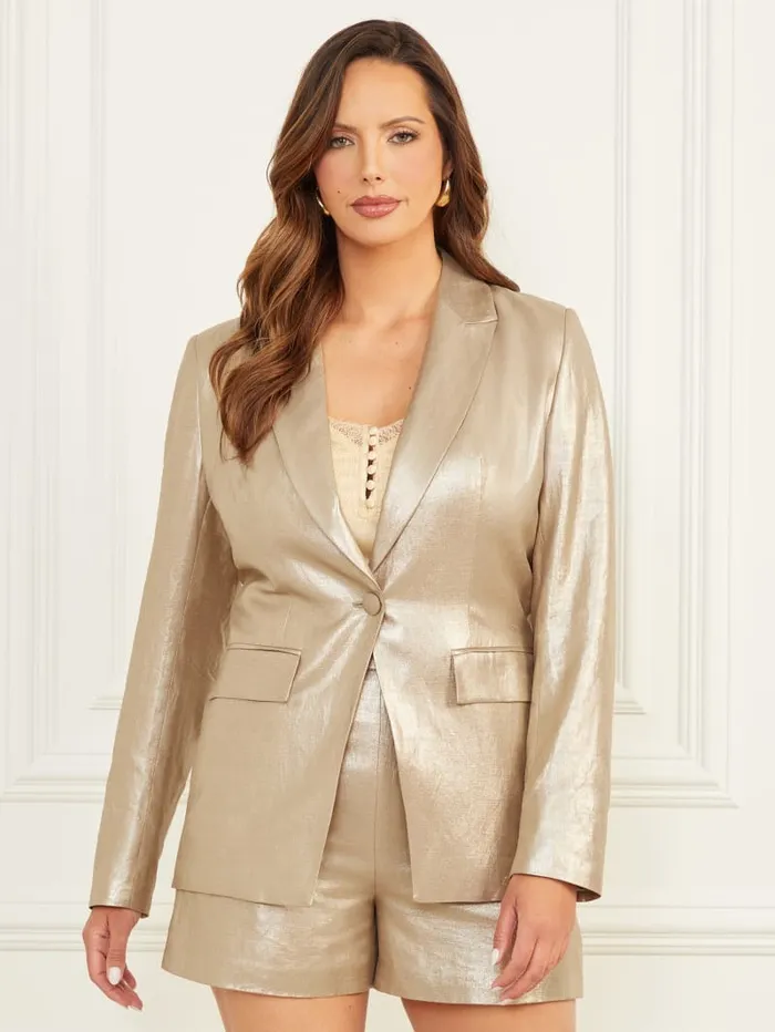 GUESS Jackets and Coats Shae Metallic Blazer Bronze 8211 Women