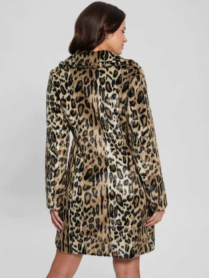 GUESS Jackets and Coats Solange Leopard FauxFur Coat Colors 8211 Women