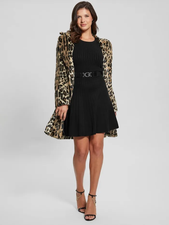 GUESS Jackets and Coats Solange Leopard FauxFur Coat Colors 8211 Women