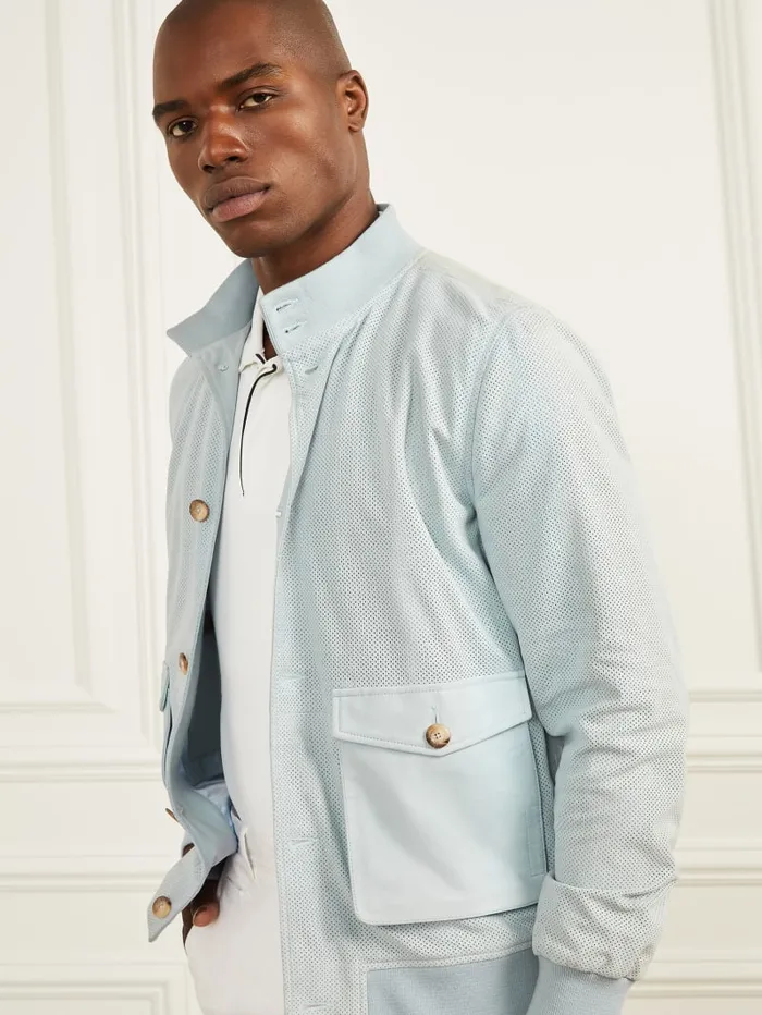 GUESS Jackets and Coats Suede Flight Jacket Blue 8211 Men