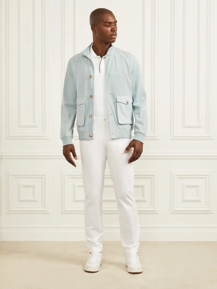 GUESS Jackets and Coats Suede Flight Jacket Blue 8211 Men