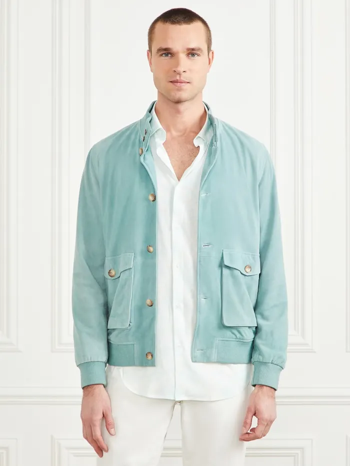 GUESS Jackets and Coats Suede Leather Flight Jacket Blue 8211 Men