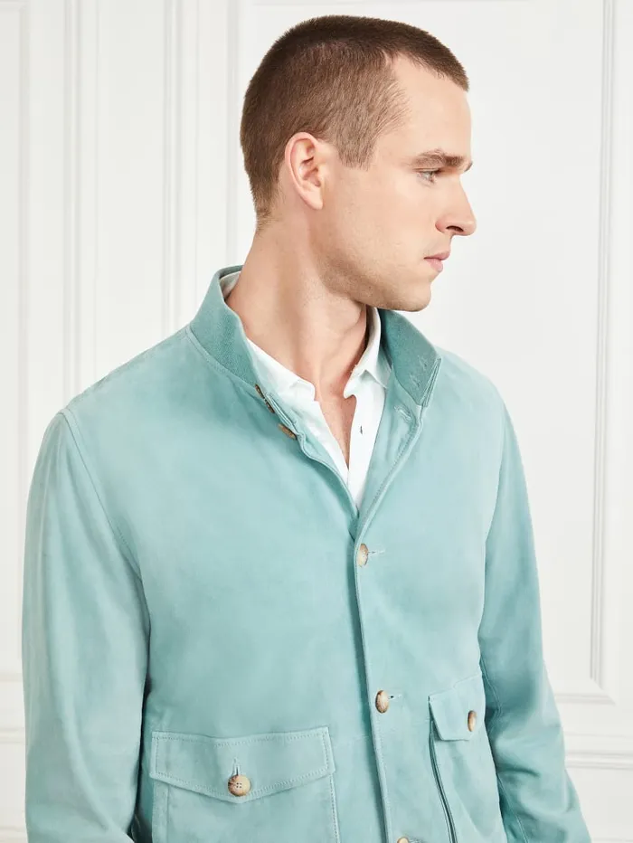 GUESS Jackets and Coats Suede Leather Flight Jacket Blue 8211 Men