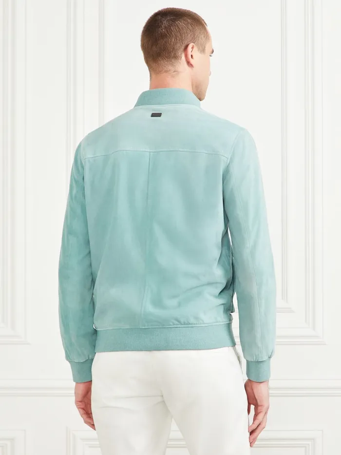 GUESS Jackets and Coats Suede Leather Flight Jacket Blue 8211 Men