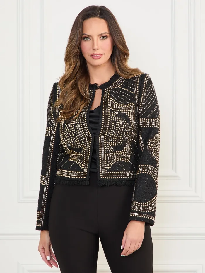 GUESS Jackets Helene Studded Embroidery Jacket Black 8211 Women