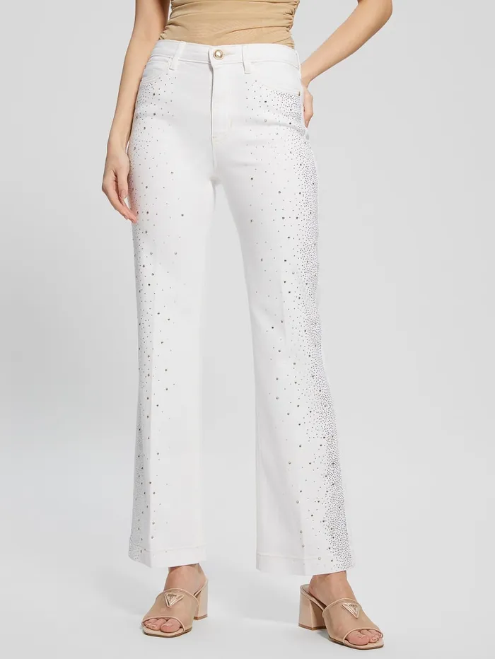 GUESS Jeans and Denim 1981 Kick Flare Jeans White 8211 Women