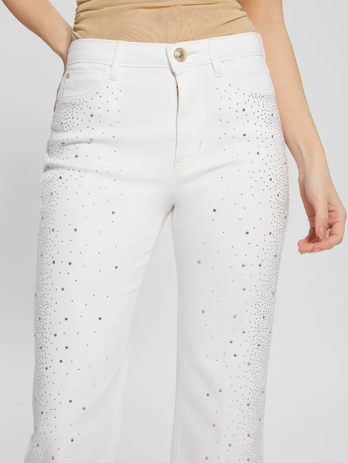 GUESS Jeans and Denim 1981 Kick Flare Jeans White 8211 Women