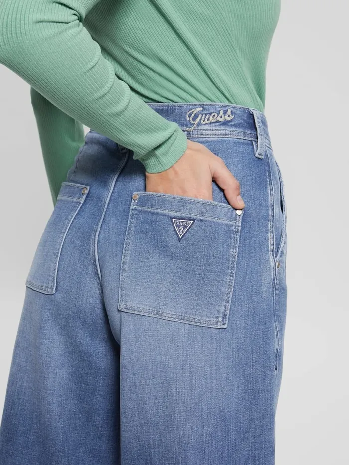 GUESS Jeans and Denim Dakota Cropped WideLeg Jeans Blue 8211 Women