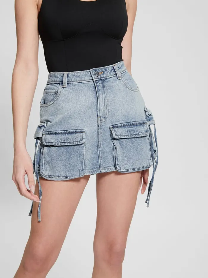 GUESS Jeans and Denim Devon Cargo Mini Skirt Blue 8211 Women