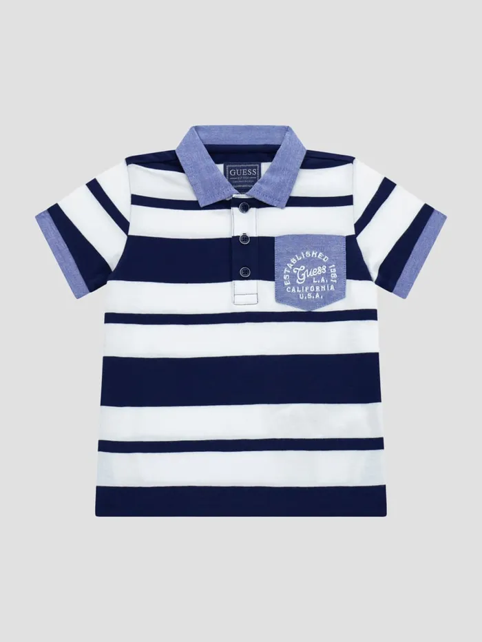 GUESS Little Boy 2 7 Eco Striped Polo 27 Blue 8211 Kids