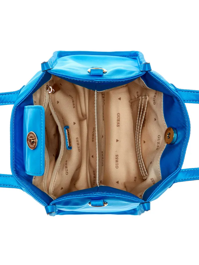 GUESS Logo Bags Silvana Satin Mini Tote Blue 8211 Unisex