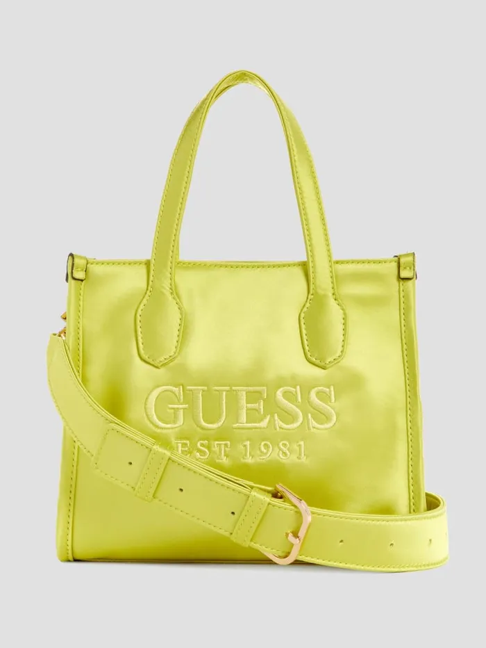 GUESS Logo Bags Silvana Satin Mini Tote Blue 8211 Unisex