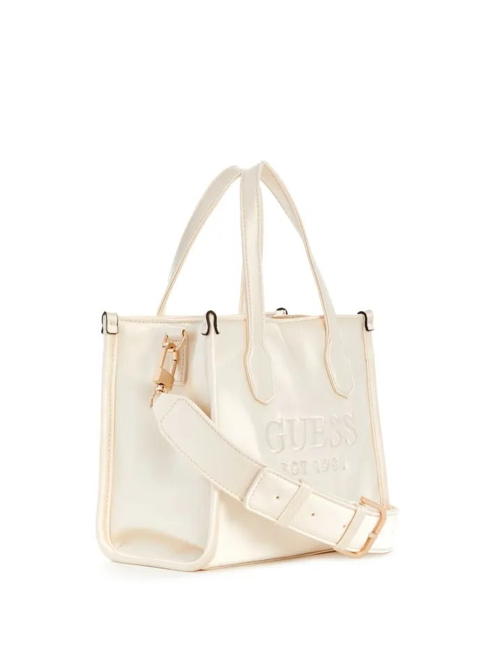 GUESS Logo Bags Silvana Satin Mini Tote Blue 8211 Unisex