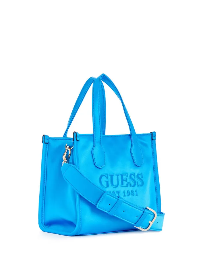 GUESS Logo Bags Silvana Satin Mini Tote Blue 8211 Unisex