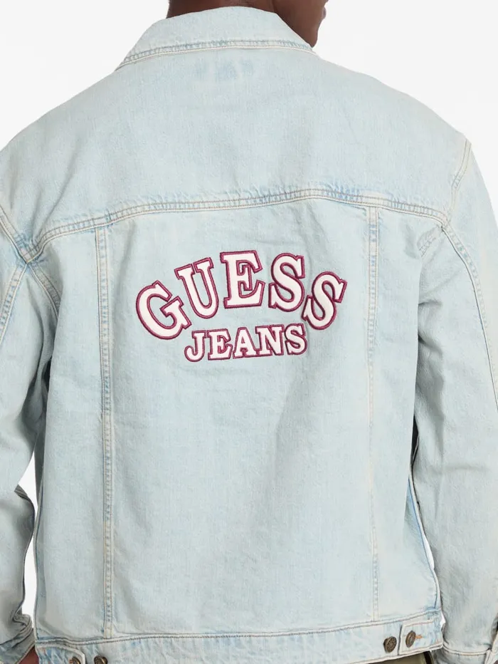 GUESS Men Oversized Logo Denim Trucker Jacket Blue 8211 Men