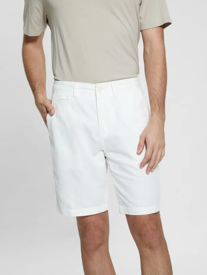 GUESS Sale Eco Linen Slub Shorts White 8211 Men