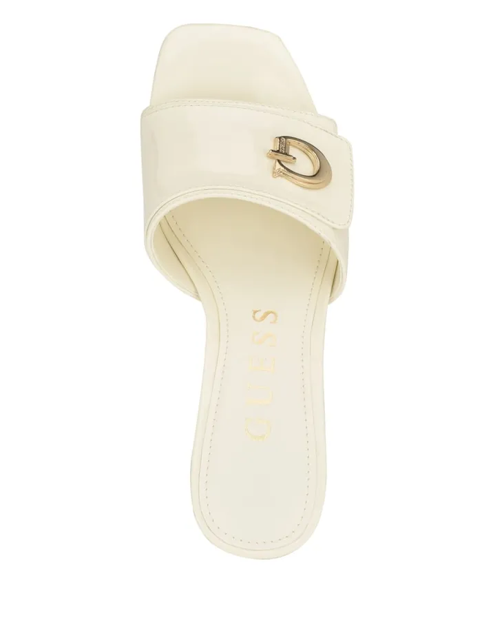 GUESS Sale Gallai Block Heel Mules White 8211 Women