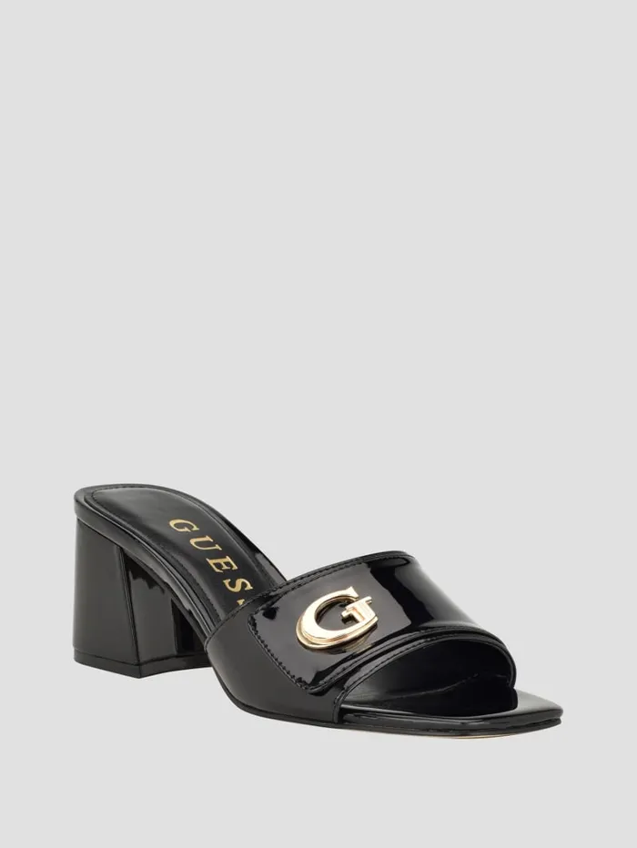 GUESS Sale Gallai Block Heel Mules White 8211 Women