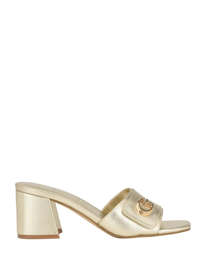 GUESS Sale Gallai Block Heel Mules White 8211 Women