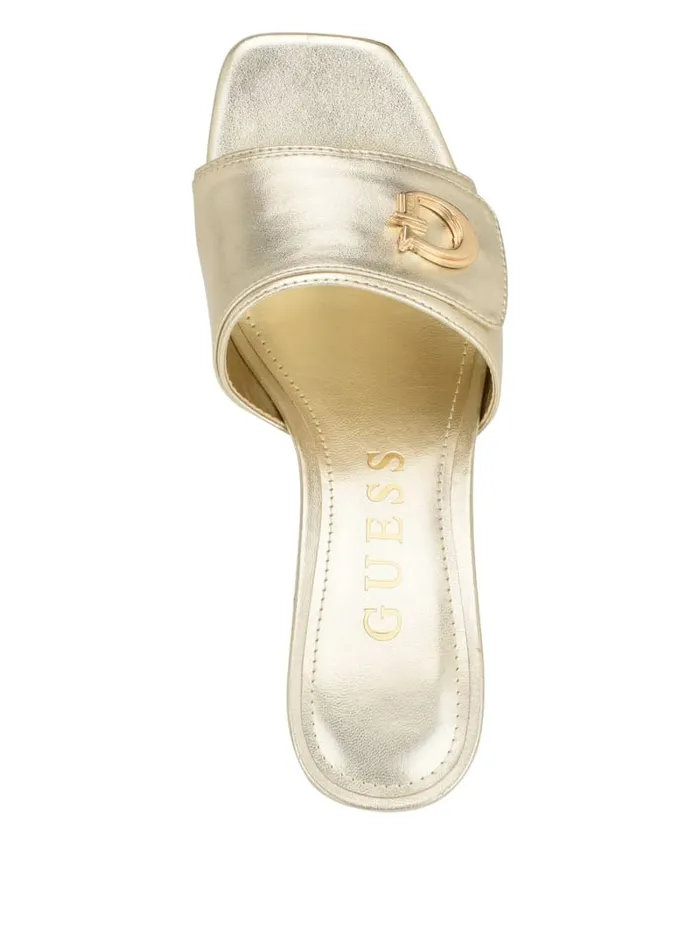 GUESS Sale Gallai Block Heel Mules White 8211 Women