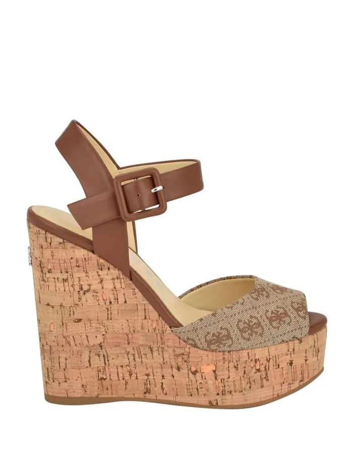 GUESS Sale Lyrica Linen Wedges Beige 8211 Women