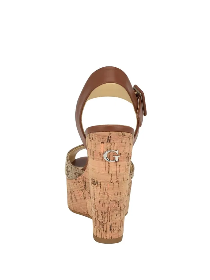 GUESS Sale Lyrica Linen Wedges Beige 8211 Women
