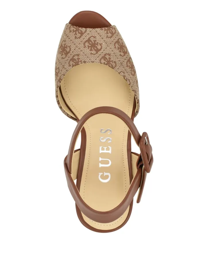 GUESS Sale Lyrica Linen Wedges Beige 8211 Women