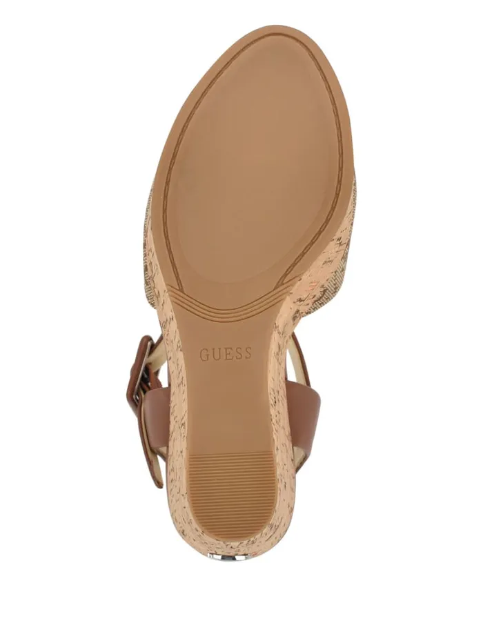 GUESS Sale Lyrica Linen Wedges Beige 8211 Women