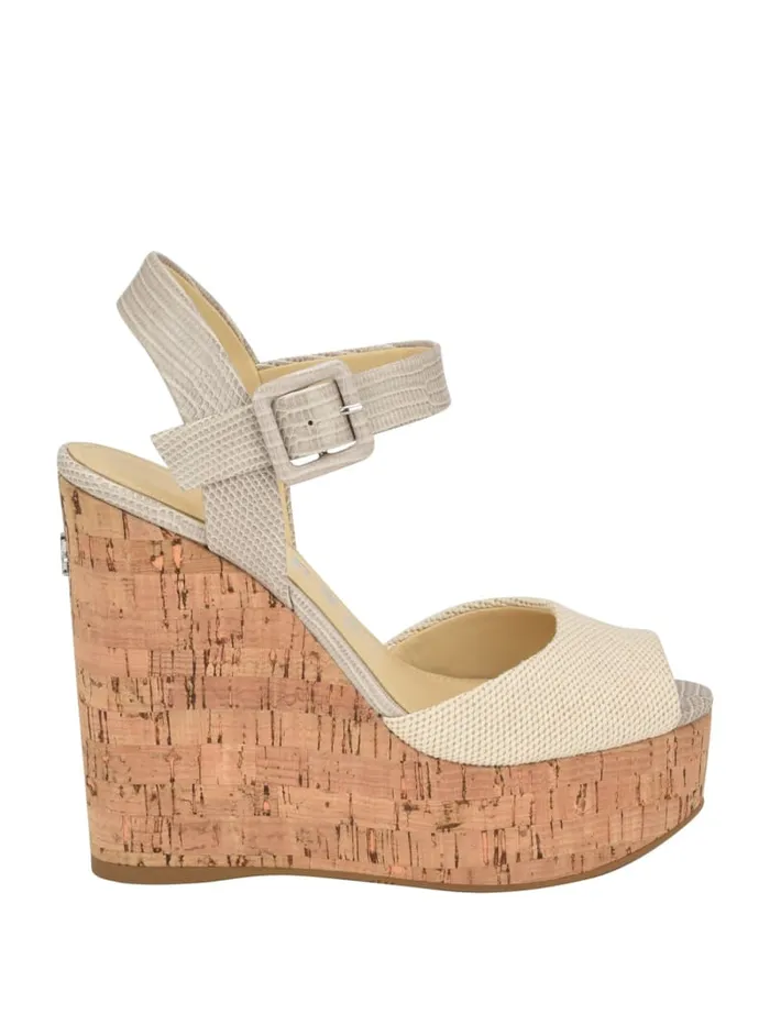 GUESS Sale Lyrica Linen Wedges Beige 8211 Women