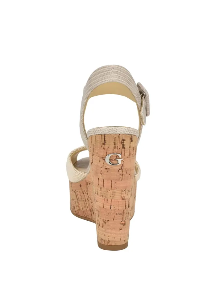 GUESS Sale Lyrica Linen Wedges Beige 8211 Women