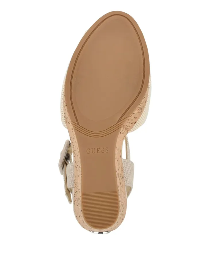 GUESS Sale Lyrica Linen Wedges Beige 8211 Women