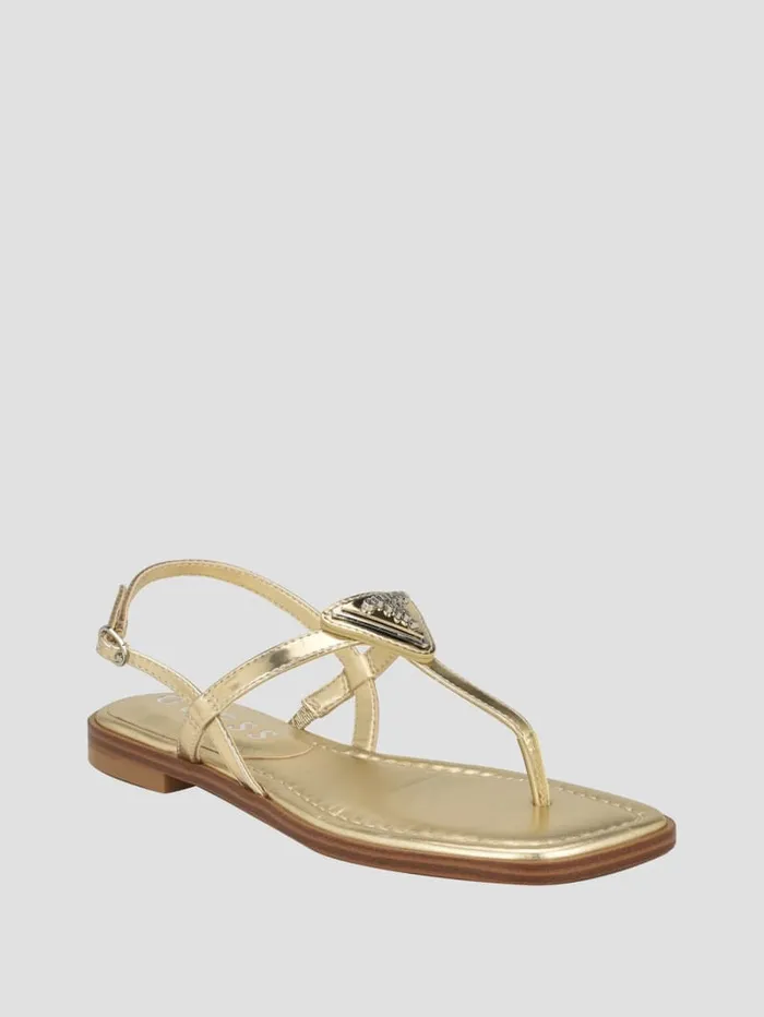 GUESS Sale Rainey TStrap Sandals Gold 8211 Women