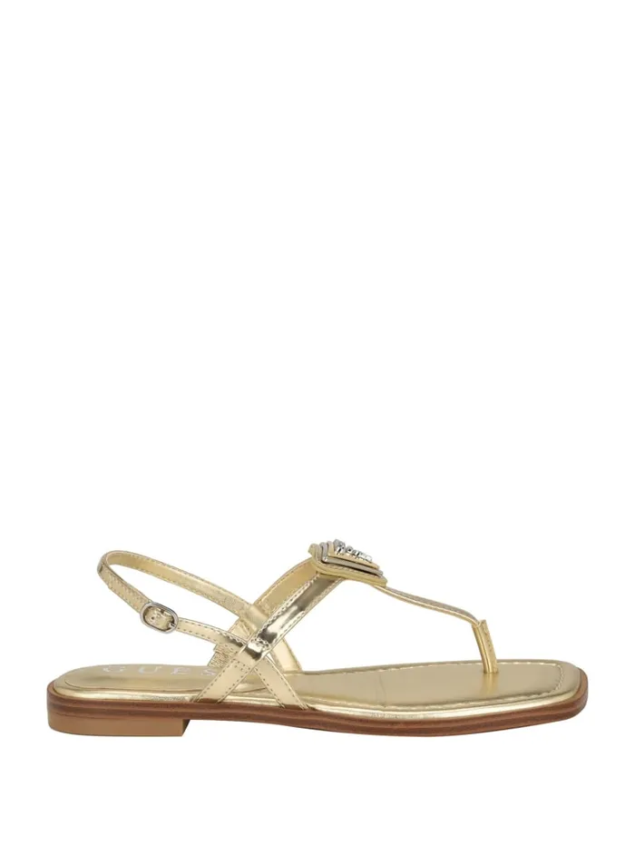 GUESS Sale Rainey TStrap Sandals Gold 8211 Women