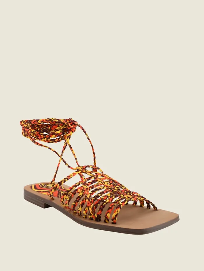 GUESS Sale Rayana Strappy LaceUp Sandals Orange 8211 Women