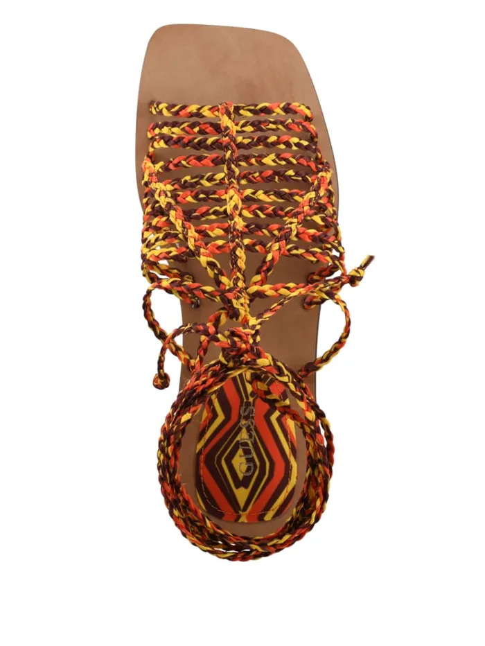 GUESS Sale Rayana Strappy LaceUp Sandals Orange 8211 Women