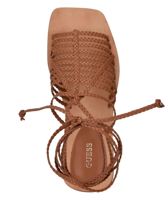 GUESS Sale Rayana Strappy LaceUp Sandals Orange 8211 Women