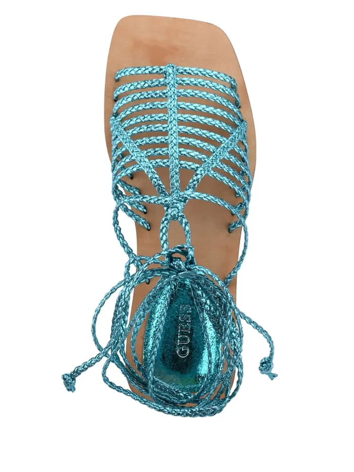 GUESS Sale Rayana Strappy LaceUp Sandals Orange 8211 Women