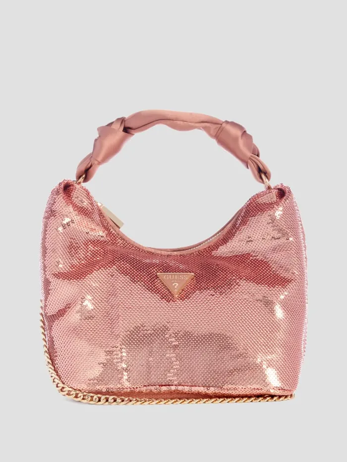 GUESS Sale Velina Sequin Hobo Bag Gold 8211 Women