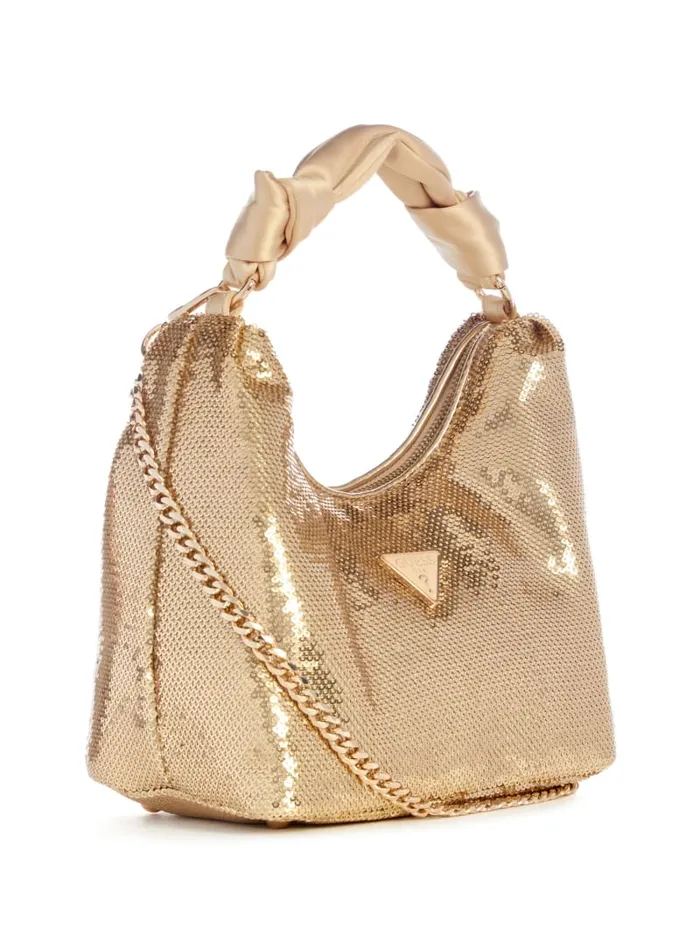GUESS Sale Velina Sequin Hobo Bag Gold 8211 Women