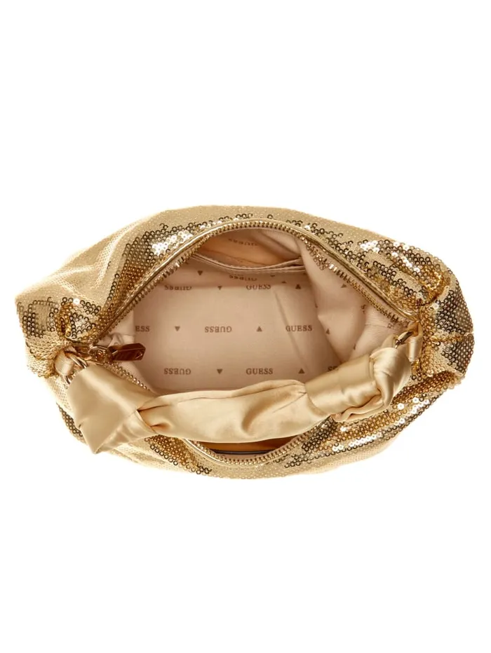 GUESS Sale Velina Sequin Hobo Bag Gold 8211 Women