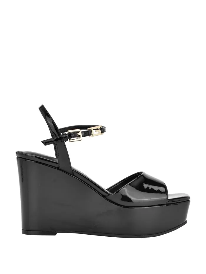 GUESS Sale Zione Patent Wedges Black 8211 Women