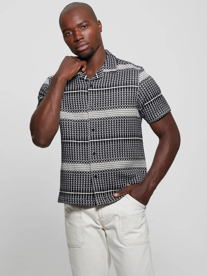 GUESS Shirts Arrow Jacquard Shirt Blue 8211 Men